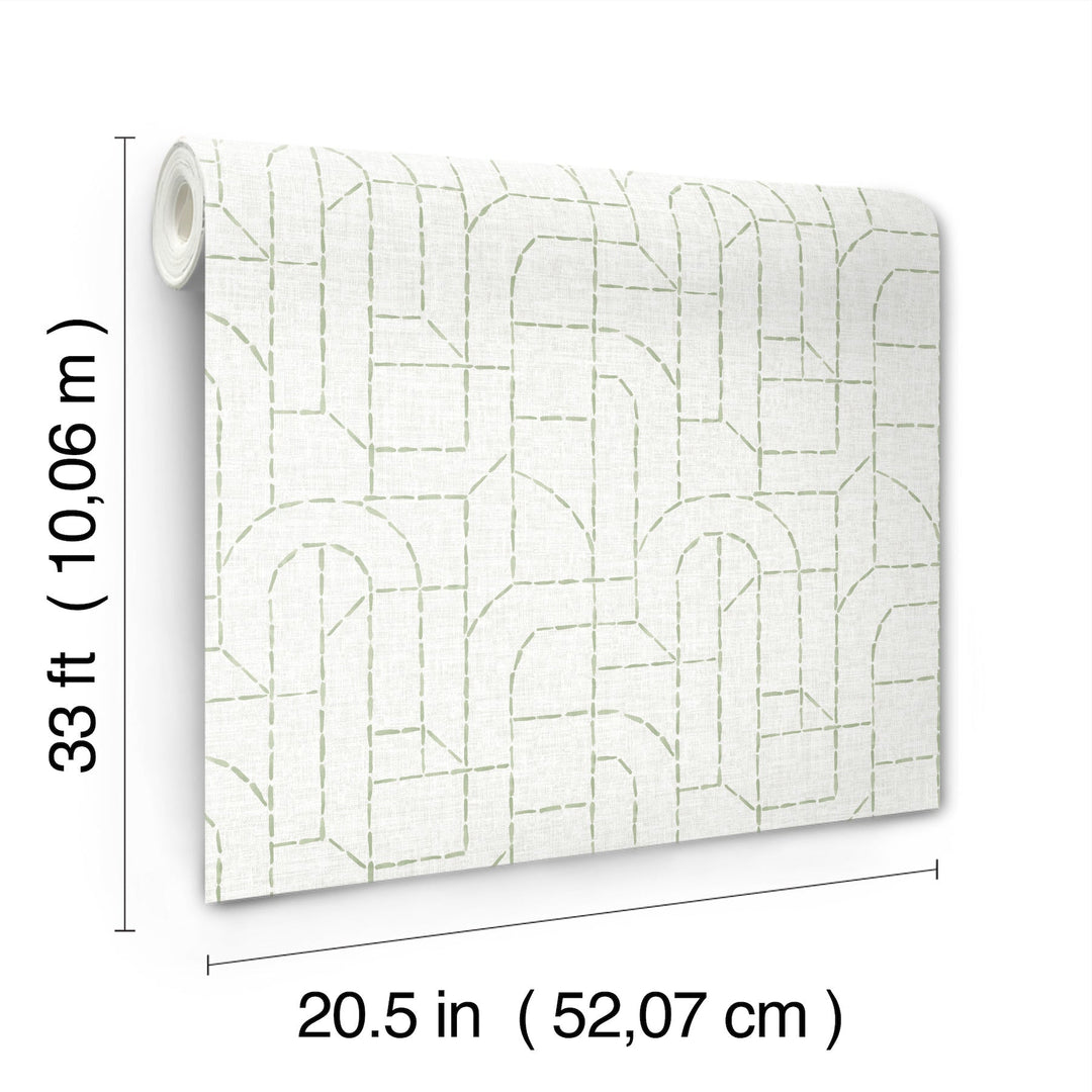 Integrity Light Green Arched Outlines Wallpaper by A-Street Prints Designer