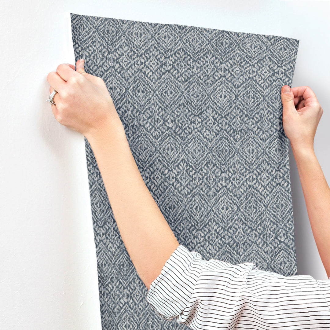 Gallivant Indigo Woven Geometric Wallpaper by A-Street Prints Designer