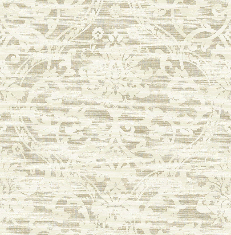 Evette Neutral Damask Wallpaper by Advantage Designer Curio Covers about 56.4 square feet 20.5-in by 33-ft long roll Unpasted 20.8 - Swanky Fabrics -