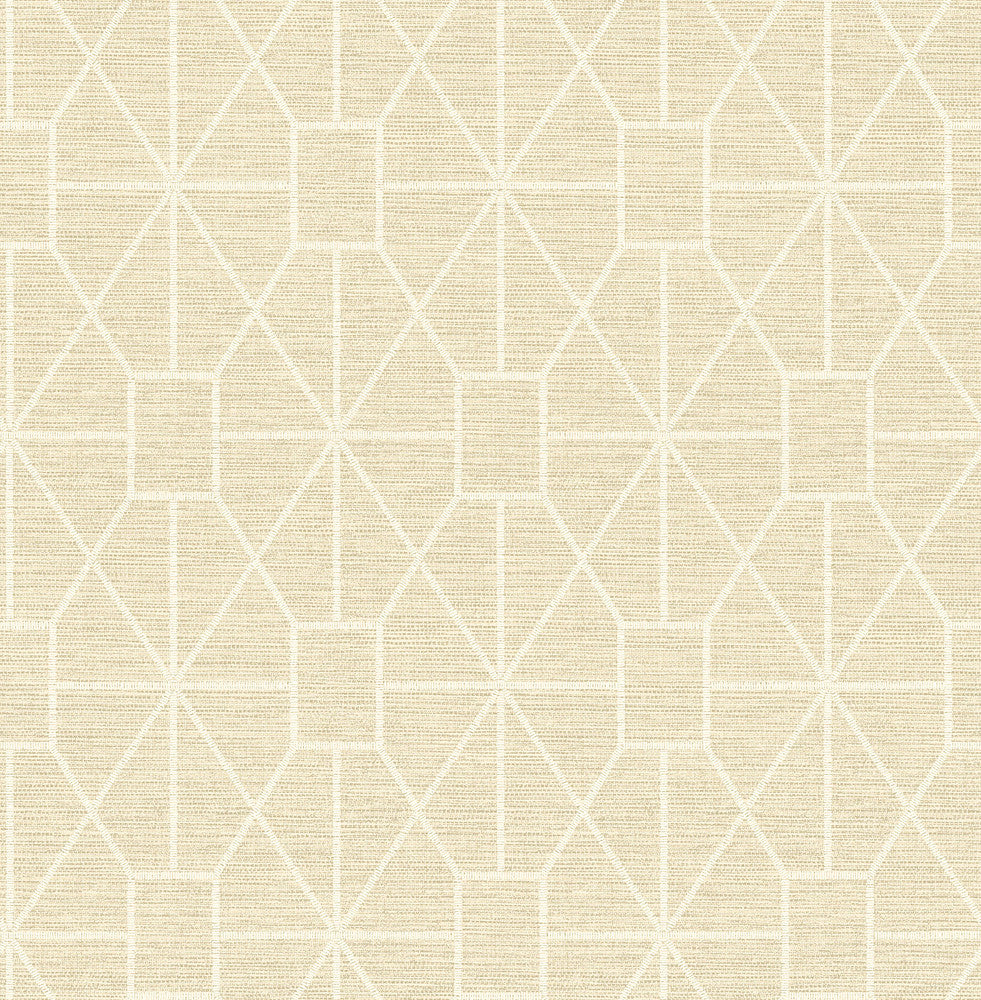 Stevenson Natural Trellis Wallpaper by Advantage Designer Curio Covers about 56.4 square feet 20.5-in by 33-ft long roll Unpasted 10.4 - Swanky Fabrics -