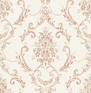 Glenda Copper Floral Damask Wallpaper by Advantage Designer