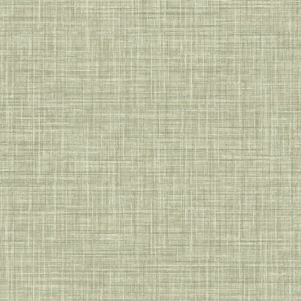 Tuckernuck Green Faux Linen Wallpaper by Advantage Designer Curio Covers about 56.4 square feet 20.5-in by 33-ft long roll Unpasted 0 - Swanky Fabrics -