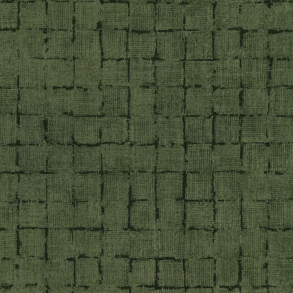 Blocks Olive Checkered Wallpaper by Advantage Designer Curio Covers about 56.4 square feet 20.5-in by 33-ft long roll Unpasted 10.4 - Swanky Fabrics -