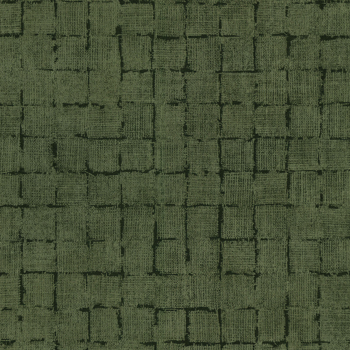 Blocks Olive Checkered Wallpaper by Advantage Designer Curio Covers about 56.4 square feet 20.5-in by 33-ft long roll Unpasted 10.4 - Swanky Fabrics -