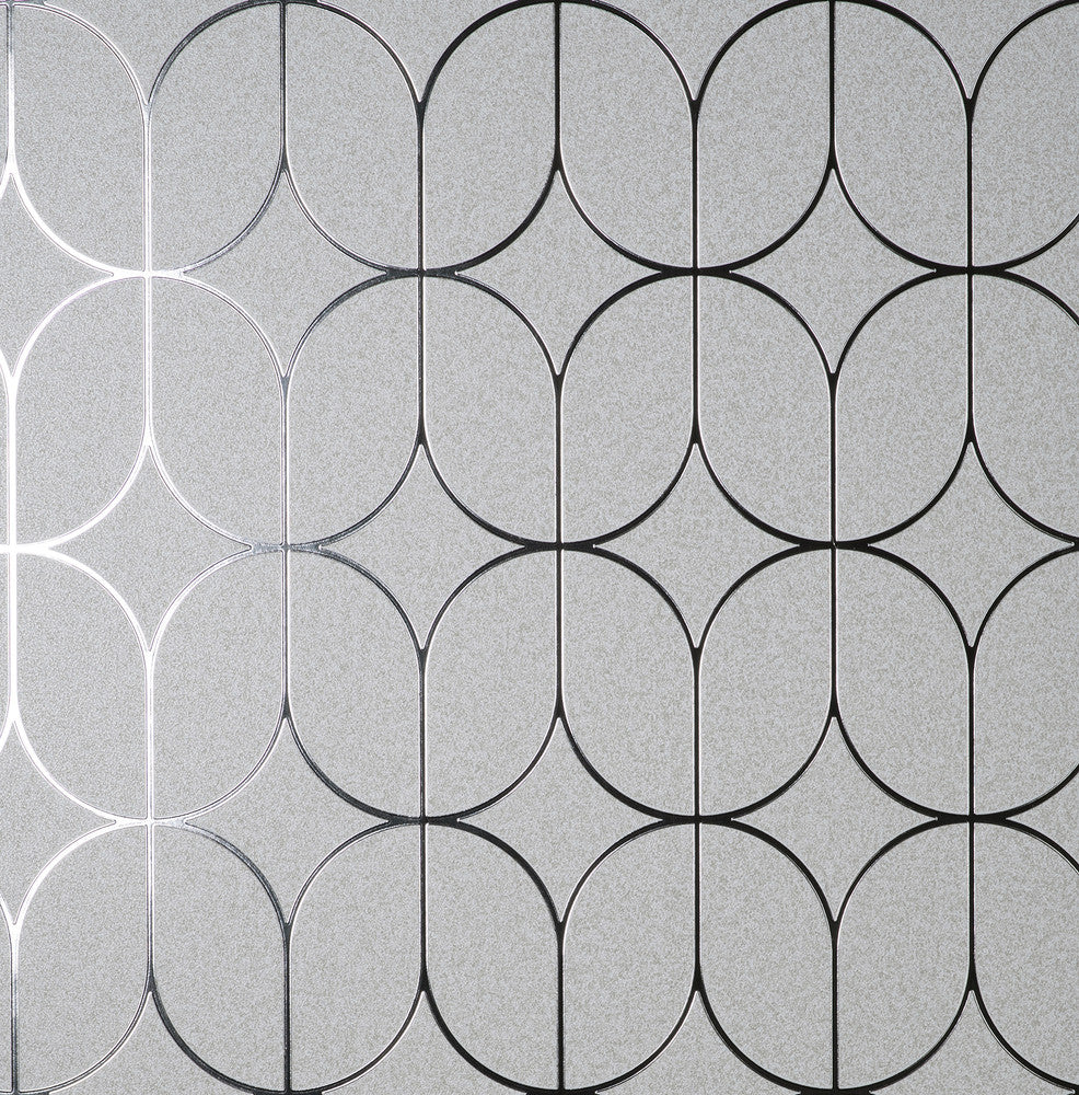 Raye Silver Rosco Trellis Wallpaper by Advantage Designer Curio Covers about 57.5 square feet 20.9-in by 33-ft long roll Unpasted 20.9 - Swanky Fabrics -