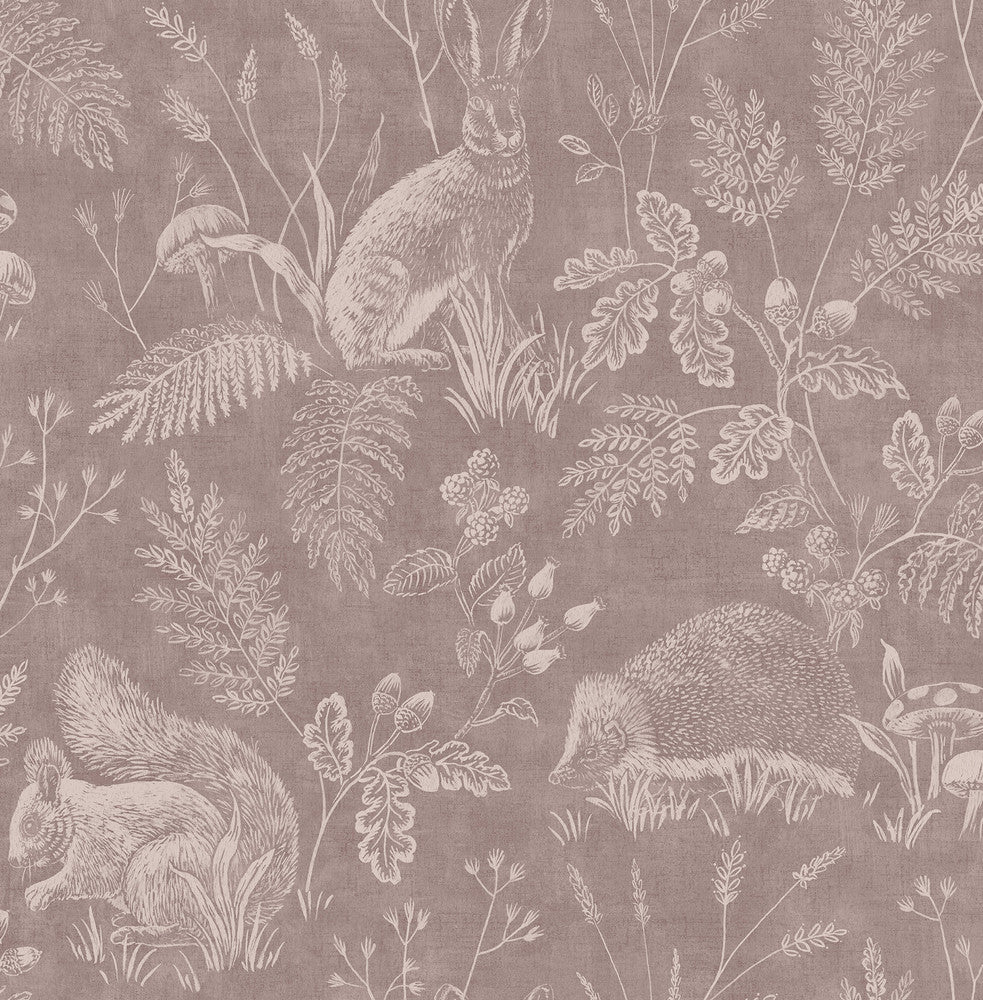 Woodland Mahogany Toile Wallpaper by Advantage Designer Westbury Forest Covers about 56.4 square feet 20.5-in by 33-ft long roll Unpasted 20.9 - Swanky Fabrics -