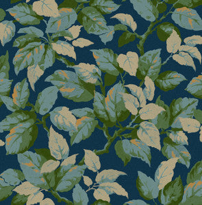 Canopy Navy Leaf Wallpaper by Advantage Designer