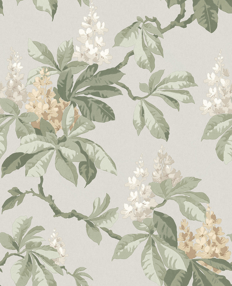 Chestnut Grey Floral Wallpaper by Advantage Designer Westbury Forest Covers about 56.4 square feet 20.5-in by 33-ft long roll Unpasted 25.2 - Swanky Fabrics -