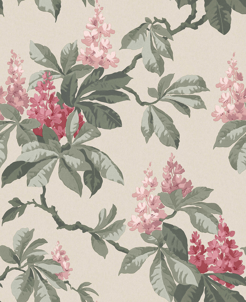 Chestnut Pink Floral Wallpaper by Advantage Designer Westbury Forest Covers about 56.4 square feet 20.5-in by 33-ft long roll Unpasted 25.2 - Swanky Fabrics -