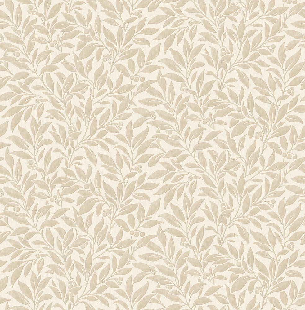Winter Berry Beige Vine Wallpaper by Advantage Designer Westbury Forest Covers about 56.4 square feet 20.5-in by 33-ft long roll Unpasted 20.9 - Swanky Fabrics -