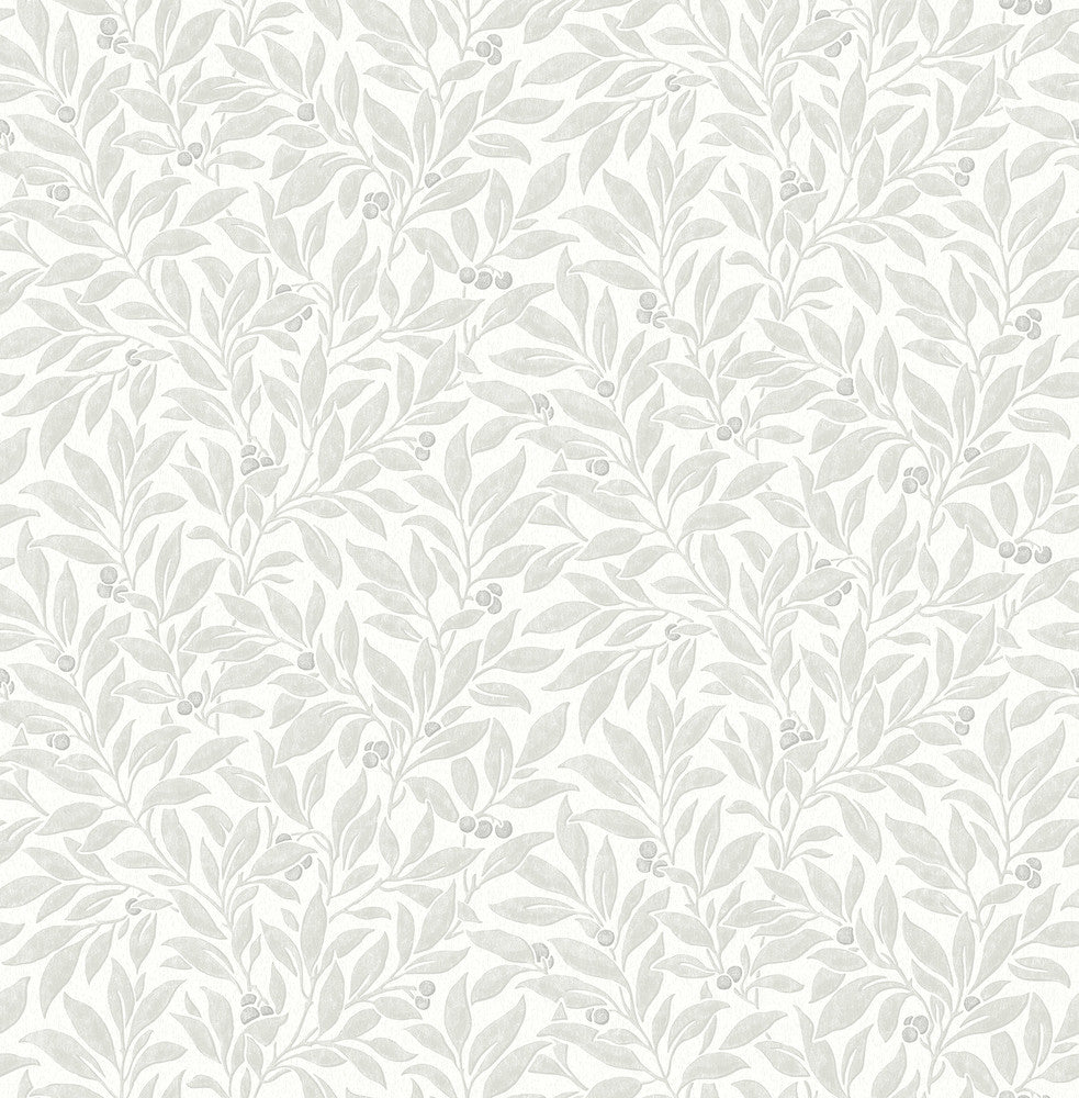 Winter Berry Light Grey Vine Wallpaper by Advantage Designer Westbury Forest Covers about 56.4 square feet 20.5-in by 33-ft long roll Unpasted 20.9 - Swanky Fabrics -