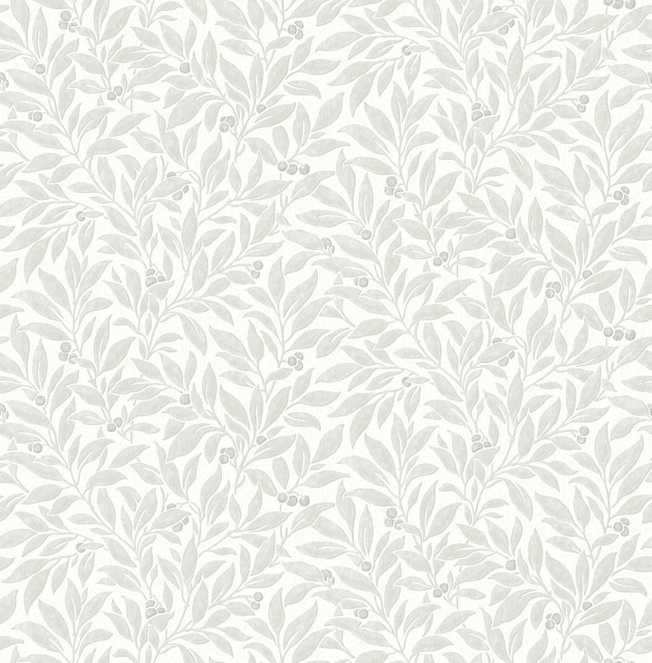 Winter Berry Light Grey Vine Wallpaper by Advantage Designer Westbury Forest Covers about 56.4 square feet 20.5-in by 33-ft long roll Unpasted 20.9 - Swanky Fabrics -