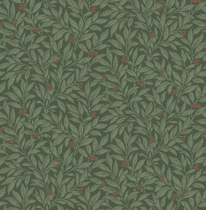 Winter Berry Evergreen Vine Wallpaper by Advantage Designer