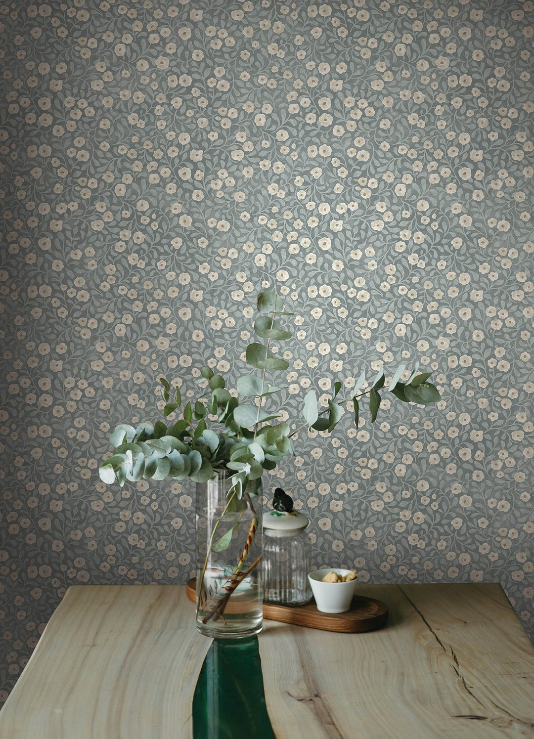 Poppy Trail Light Blue Floral Wallpaper by Chesapeake Designer