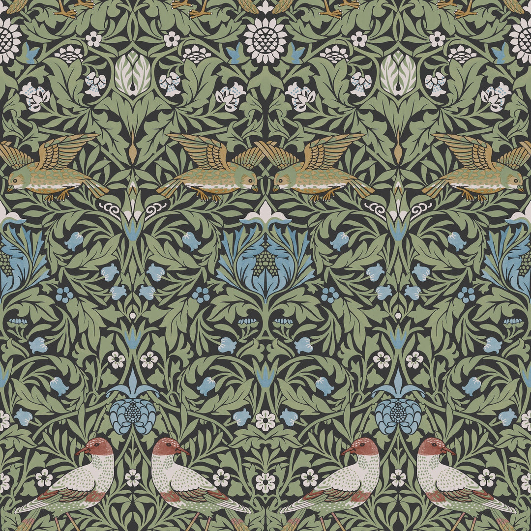 Bird Multicolor Floral Thicket Wallpaper by A-Street Prints Designer