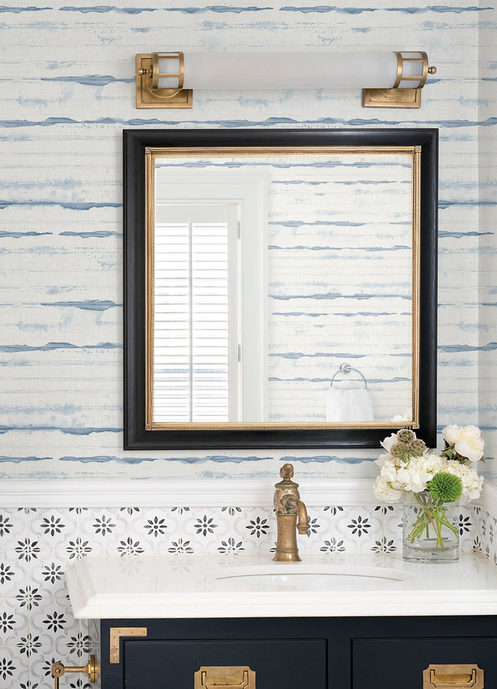 Destin Blue Stripe Wallpaper by A-Street Prints Designer