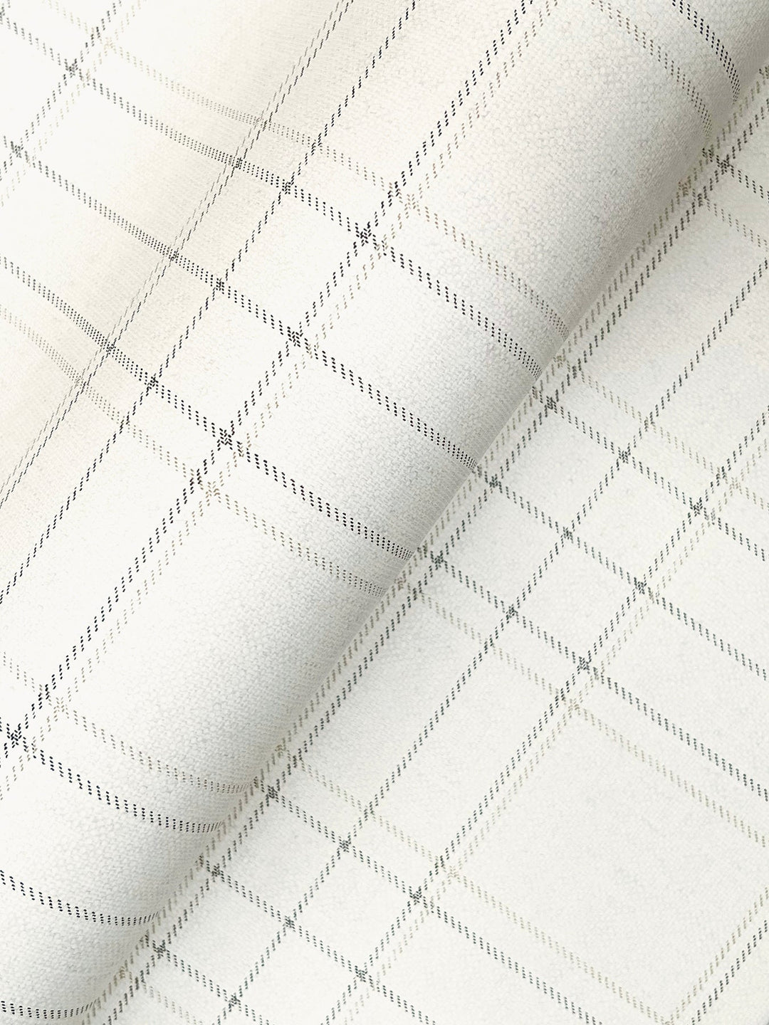 Fox Hollow Ivory Dashed Plaid Wallpaper by Chesapeake Designer