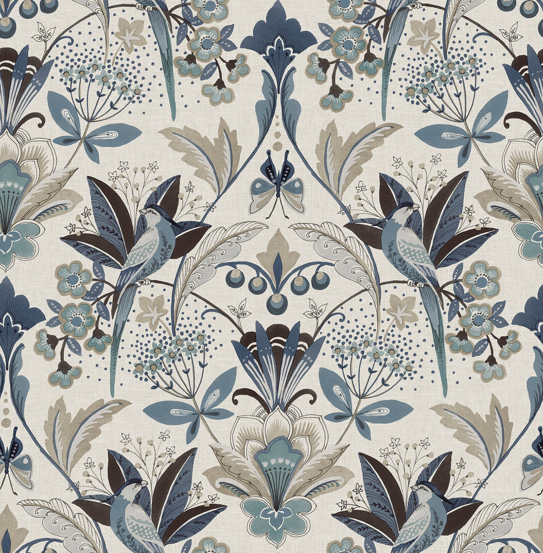 Bernadette Blue Garden Wilderness Wallpaper by A-Street Prints Designer