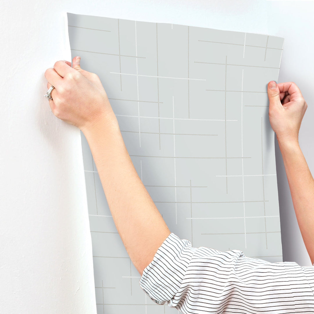 Wylie Light Blue Dotted Gridlines Wallpaper by A-Street Prints Designer