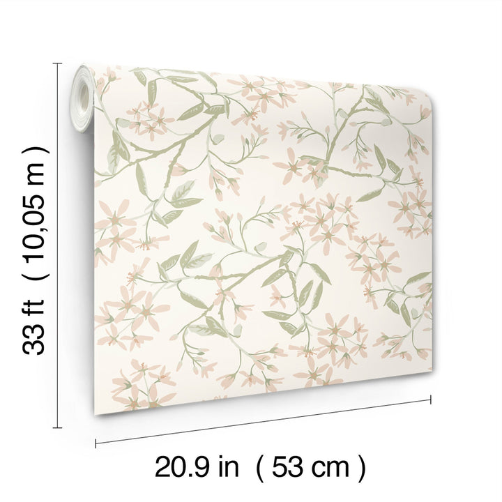 Paradis Blush Bouquet Toss Wallpaper by A-Street Prints Designer