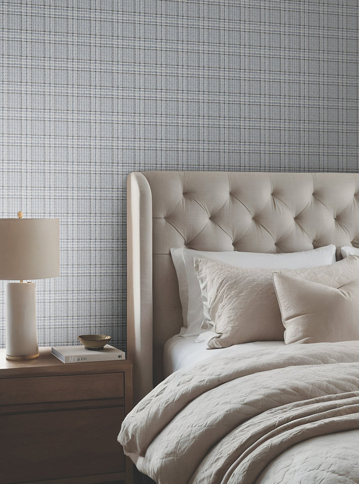 Harrington Plaid Blue Glen Check Wallpaper by Ronald Redding Designer
