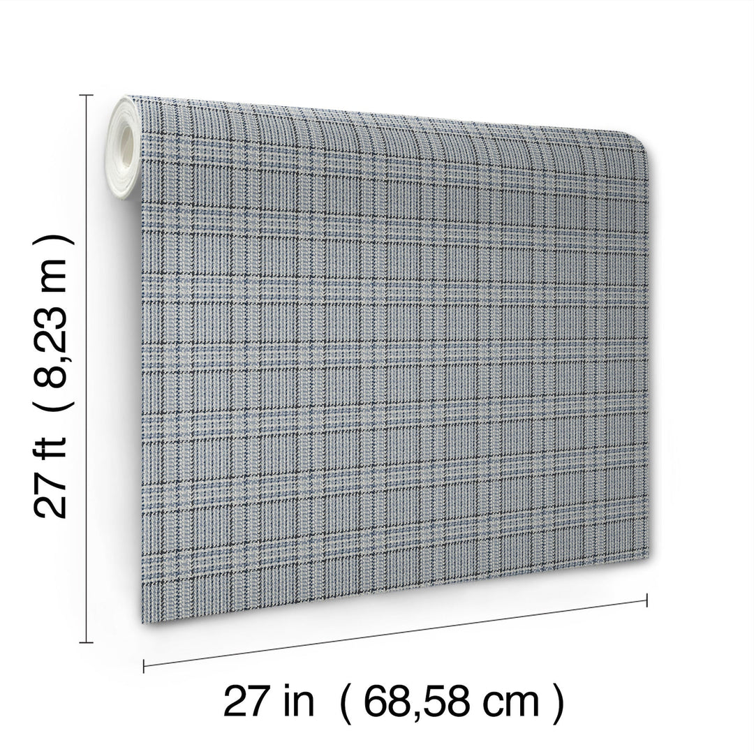 Harrington Plaid Blue Glen Check Wallpaper by Ronald Redding Designer
