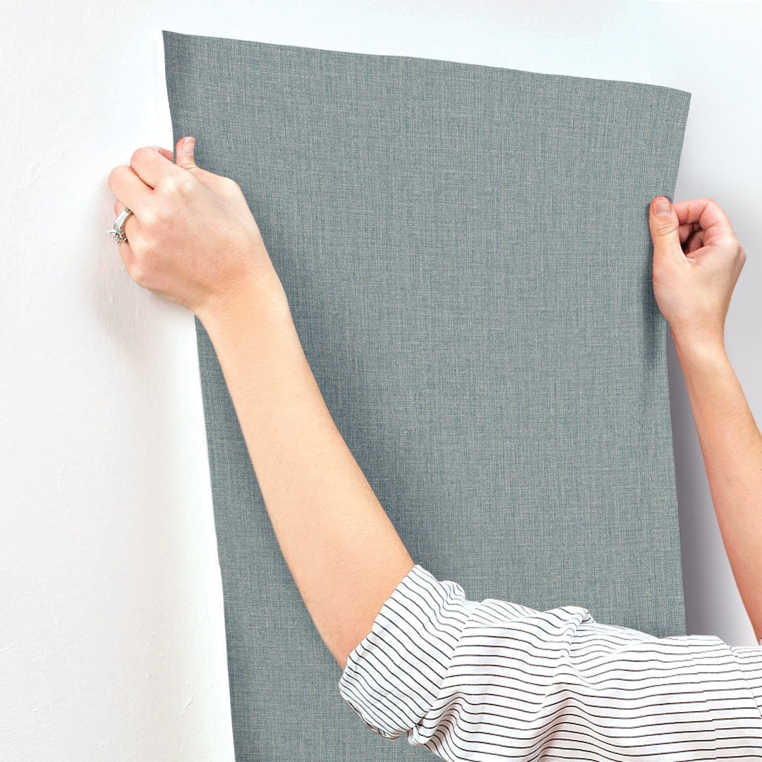 Egyptian Linen Denim Faux Fabric Wallpaper by York Wallcoverings Designer