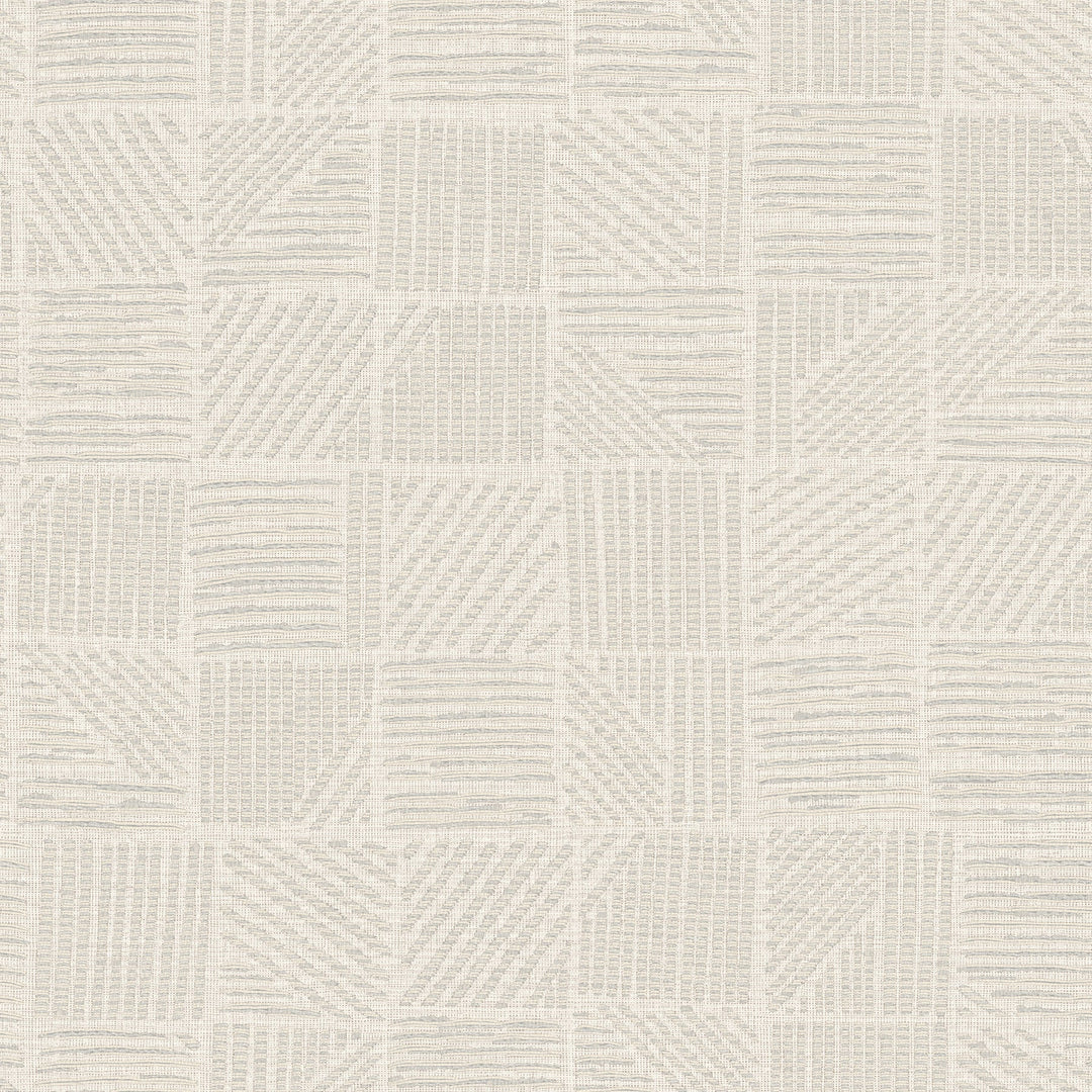 Chiseled Patchwork Beige Faux Fabric Wallpaper by York Wallcoverings Designer