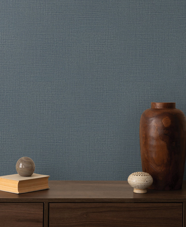 Georgette Sapphire Faux Fabric Wallpaper by York Wallcoverings Designer