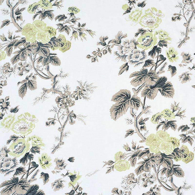 Pyne Hollyhock Green Tea 174455 by Schumacher Designer Fabric Schumacher Classics 26.5" - Swanky Fabrics -