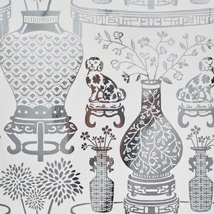 Hellene Mylar Silver 5010610 by Schumacher Designer Wallpaper
