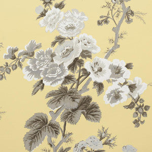 Pyne Hollyhock Buttercup 5006925 by Schumacher Designer Wallpaper