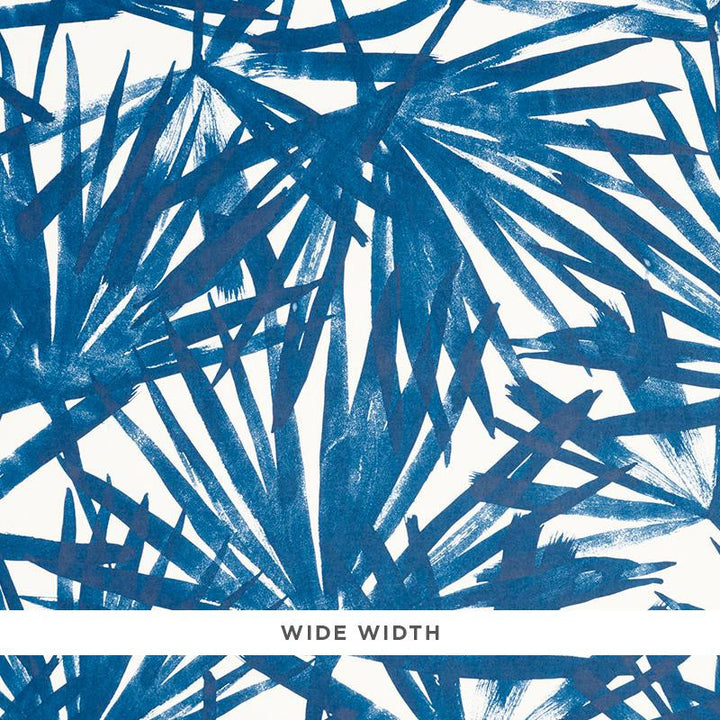 Sunlit Palm Blue 5010562 by Schumacher Designer Wallpaper Tropicana 27.0" - Swanky Fabrics -