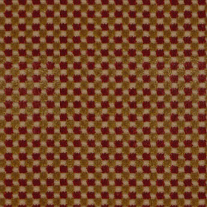 Fenwick Check Velvet Red/Gold 43551 by Schumacher Designer Fabric CHROMA See Sample BELGIUM MEDIUM DUTY </p><p>Repeat: Horizontal: 3/8" (1CM) and Vertical: 3/8" (1CM) 54" WIDE (137CM) - Swanky Fabrics -