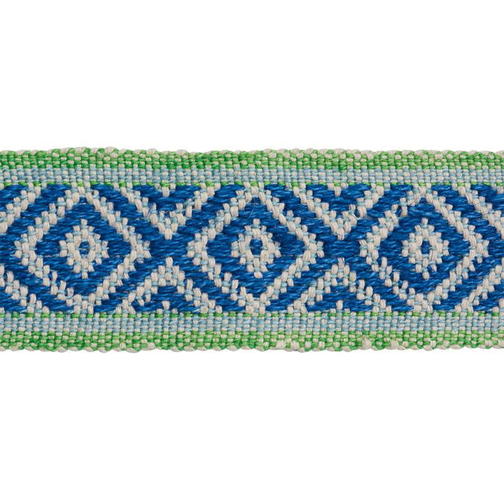 Larson Handwoven Tape Blue & Green 77461 by Schumacher Designer Trim Statement Trims - Swanky Fabrics -