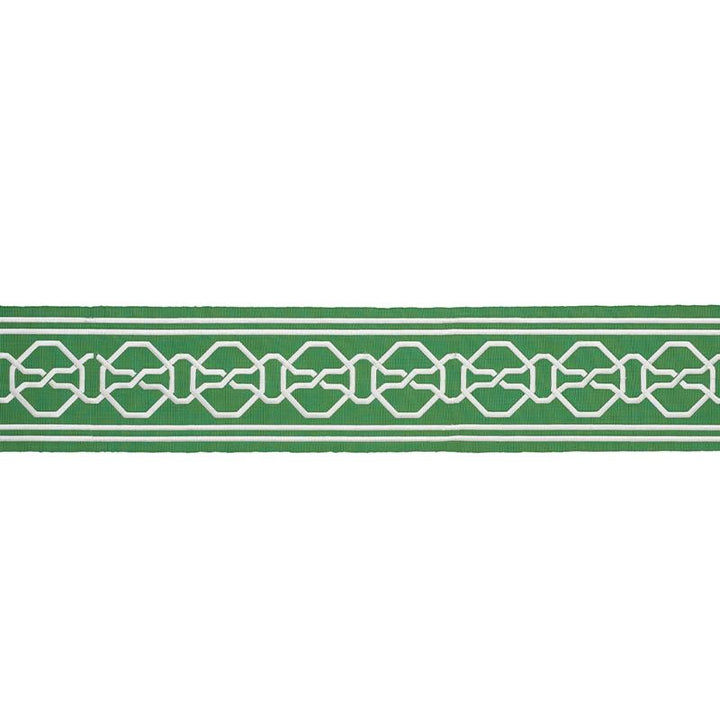 Malmaison Tape Green 77351 by Schumacher Designer Trim Statement Trims 3.75" - Swanky Fabrics -