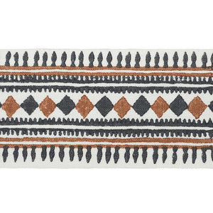 Toula Hand Blocked Linen Tape Black & Brown 77333 by Schumacher Designer Trim