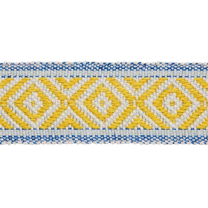 Larson Handwoven Tape Yellow & Blue 77460 by Schumacher Designer Trim Statement Trims - Swanky Fabrics -