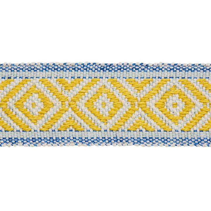 Larson Handwoven Tape Yellow & Blue 77460 by Schumacher Designer Trim Statement Trims - Swanky Fabrics -