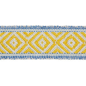 Larson Handwoven Tape Yellow & Blue 77460 by Schumacher Designer Trim