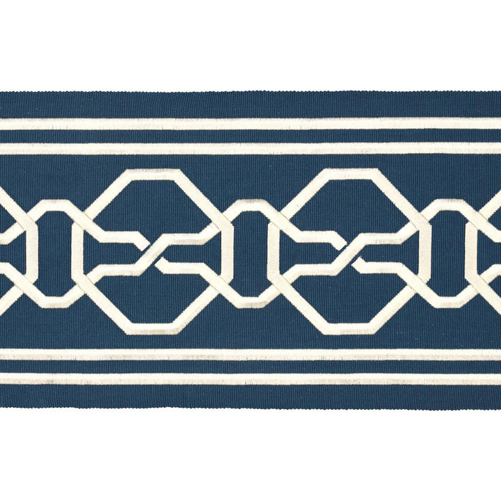 Malmaison Tape Blue 77350 by Schumacher Designer Trim Statement Trims 3.75" - Swanky Fabrics -