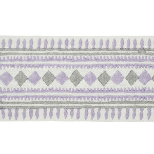 Toula Hand Blocked Linen Tape Lilac & Grey 77332 by Schumacher Designer Trim