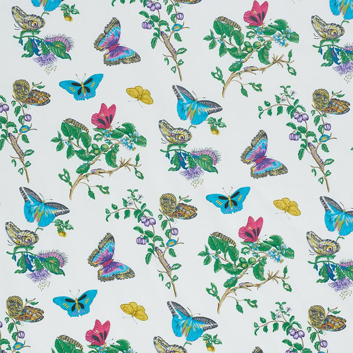 Baudin Butterfly Chintz Turquoise 178721 by Schumacher Designer Fabric Schumacher Classics 27.38" - Swanky Fabrics -
