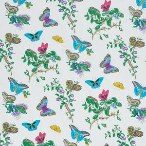 Baudin Butterfly Chintz Turquoise 178721 by Schumacher Designer Fabric