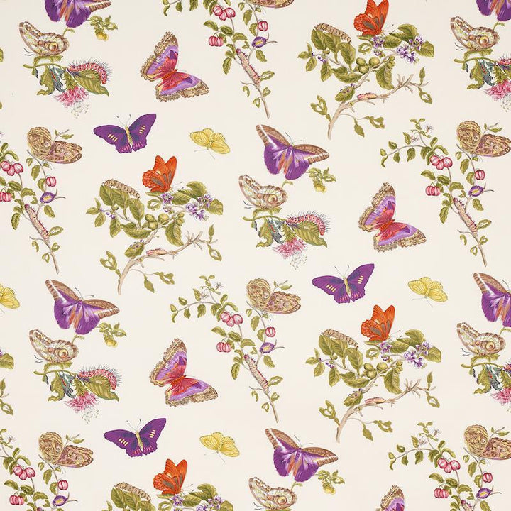 Baudin Butterfly Chintz Purple 178722 by Schumacher Designer Fabric Schumacher Classics 27.38" - Swanky Fabrics -