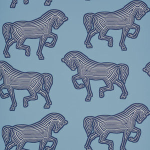 Faubourg Blue 5007092 by Schumacher Designer Wallpaper