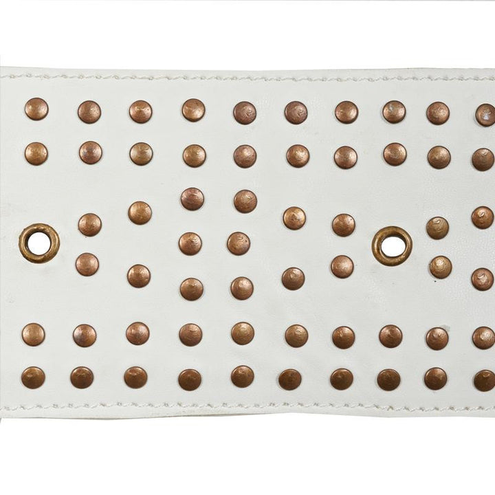 Studded Leather Ivory 76090 by Schumacher Designer Trim Luxe Lodge - Swanky Fabrics -