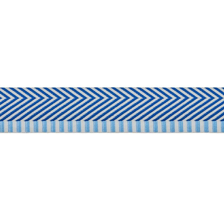 Chevron Twill Tape Blue 76113 by Schumacher Designer Trim Club Cavalier - Swanky Fabrics -