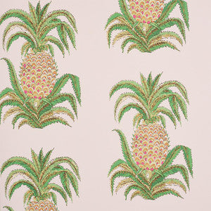 Pineapples Blush 5010451 by Schumacher Designer Wallpaper