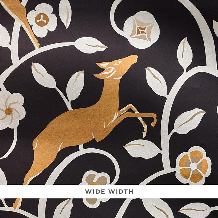 Les Gazelles Au Bois Vinyl Noir 5010140 by Schumacher Designer Wallpaper Signature Schumacher 26.0" - Swanky Fabrics -